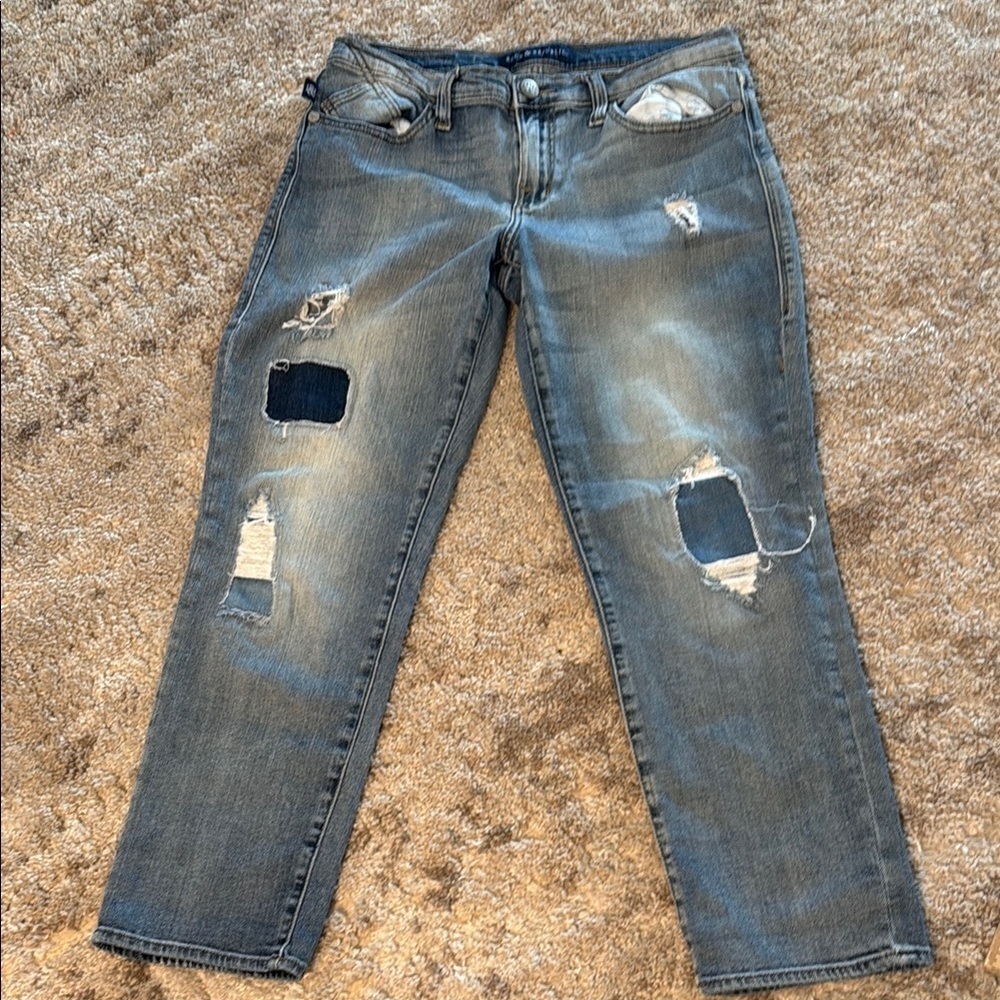 🍍ROCK REPUBLIC PATCH WORK JEANS🍍SZ 10🍍24” inseam🍍15.5 waist🍍5.5 rise🍍
